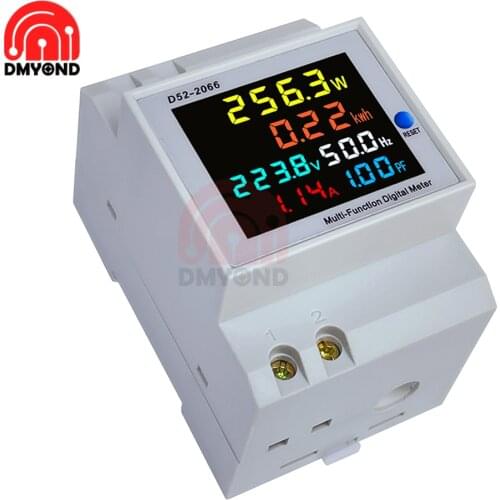 6 in 1 Din Rail AC Monitor 110V 220V 380V 100A Voltage Current Power Factor Active KWH Electric Energy Frequency Meter VOLT AMP