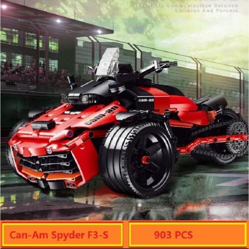 2021 New Building Blocks Bricks Motorcycle Can-Am Spyder F3-S 903pcs Model Mechanical Traffic Series Toys for Kids Gift Boys