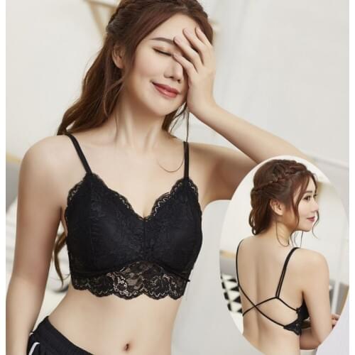 New Sexy Lace Women Removable Padded Breathable Underwear Fresh Girl Fashion Adjustable Double Shoulder Straps Bottoming Bra W3