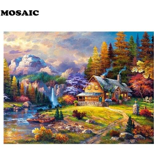 Full Square round Diamond Painting villa,Landscape Diamond Embroidery Sale Rhinestone Picture Diamond Mosaic 5D DIY,DropShip