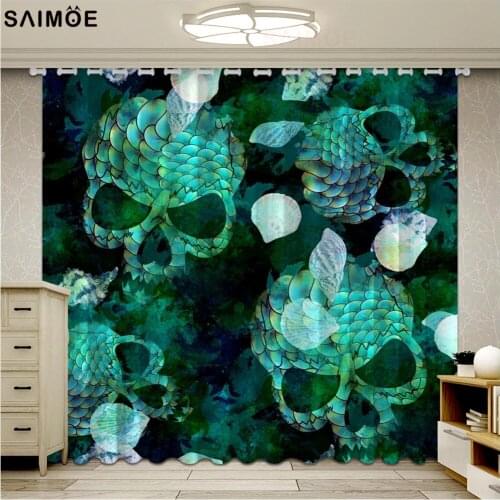 Cartoon Skull Sheer Curtains Gothic Curtains For Living Room Sugar Skull Geometric Bedroom Kitchen Curtain Ultra Micro Shading