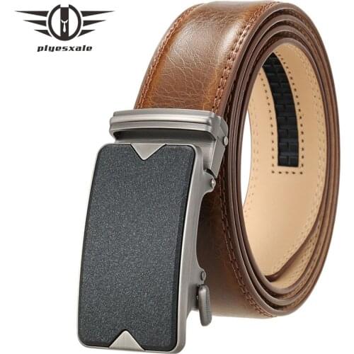 Leather Ratchet Belt For Men High Quality Metal Automatic Buckle Business Waist Strap Male Cowhide Mens Office Dress Belts B714