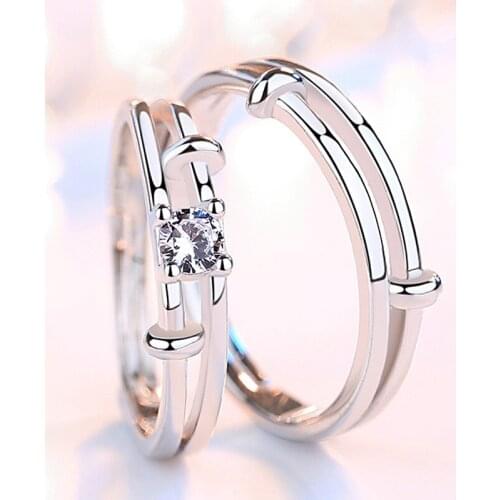 Romantic Couple Rings Simple Style Smooth Opening Design Finger Ring Cute Lovers' Wedding Ring Jewelry Valentines Day Present