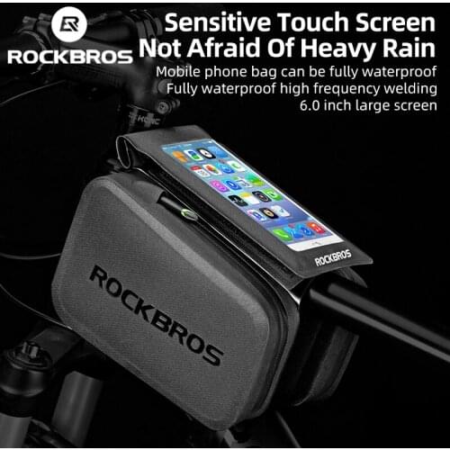 ROCKBROS Cycling Bag Waterproof Touch Screen Bicycle Bag 2 IN 1 MTB Road Bike Top Tube Frame 6.0" Screen Removable Phone Bags