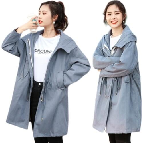 Fashion Ladies Solid Loose Medium Long Windbreaker New 2021 Autumn Big Size 3xl Ladies Versatile Causal Overcoat Roupas Feminina
