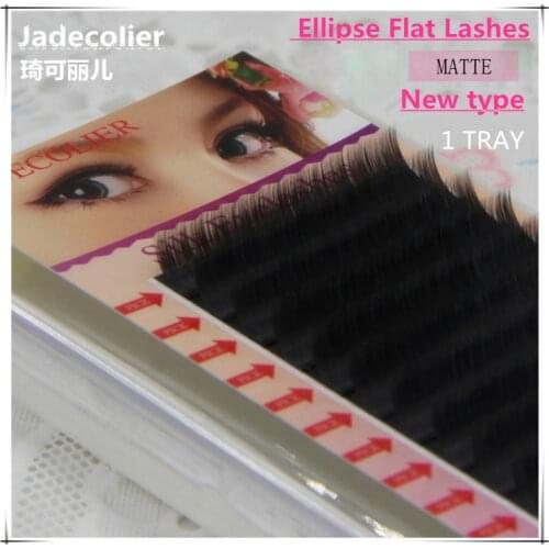 Jadecolier New type high quality soft matte Ellipse Flat Lashes 1 tray split tips flat roots mink eyelash extension
