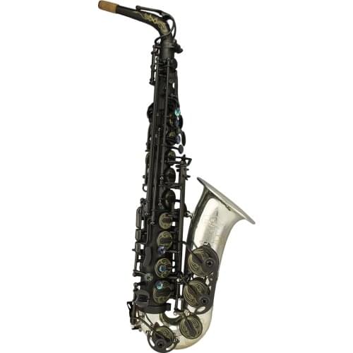 HIgh grade professional matte black color body silver bell alto saxophone