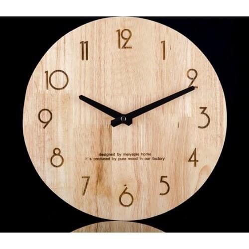 Japanese solid wood wall clock living room modern minimalist home mute clock watch Nordic bedroom personality stylish round