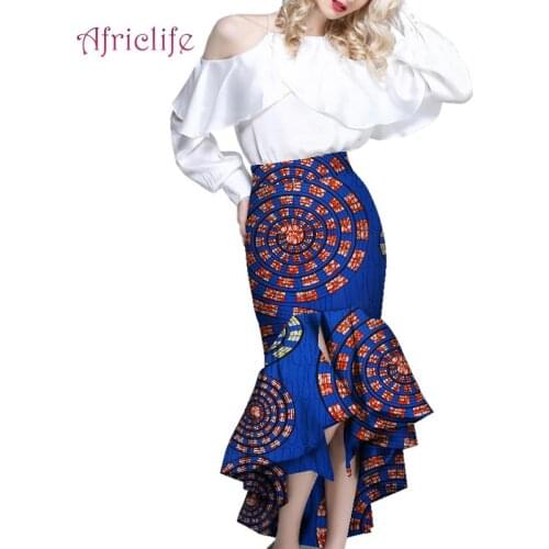 Mermaid Half Skirt Plus Size African Clothing for Elegant Lady Dashiki Ankara Print Dresses WY5738