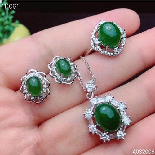 KJJEAXCMY fine jewelry 925 sterling silver natural jasper earrings ring pendant necklace fashion ladies jade suit support test