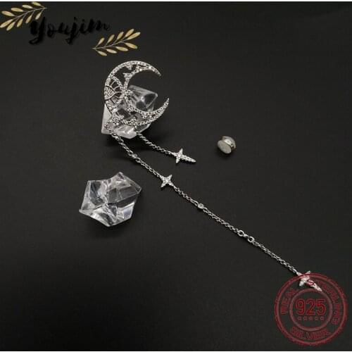 New style zircon star and moon earrings women luxury fashion Monaco exquisite 925 silver jewelry gift