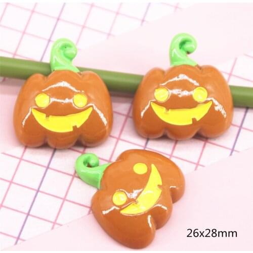 10pcs 26x28mm Resin halloween pumpkin flat back Cabochon Art Supply Decoration Charm Craft DIY hair bow center
