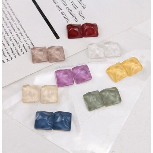 10psc Korean Square Earrings Concave Convex Water Ripple Wave Resin Patch Hand Ornament Earrings Jewelry Accessories Material
