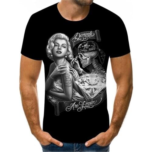 2021 Skull Spitfire Mens T-shirt Mens Horror 3DT Shirt Summer Fashion Top Round Neck Shirt Boy Clothing Size Size Clothing