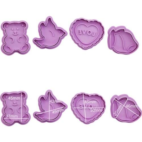 4Pcs/Set Christmas Halloween Cookie Cutter Stamp Biscuit Mold 3D Cookie Plunger Fondant Sugar Craft Pastry Cake Decorating Tool