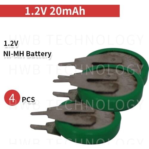 4 pcs Original Brand New KX 1.2V 20mAh Ni-MH Rechargeable 11.59*3.86 Button Cell Battery Ni-MH Batteries With Pins Free Shipping
