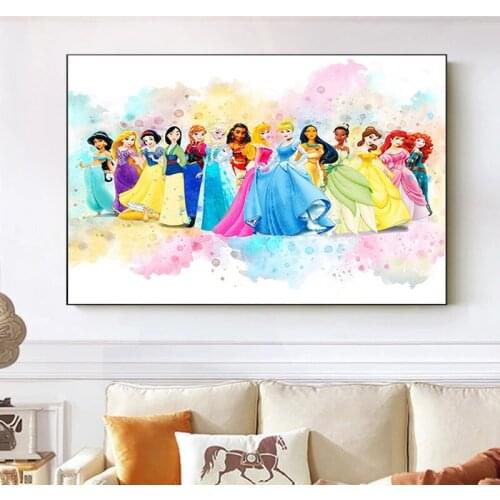5D Diamond Painting Disney Watercolor Princesses Full Square Diamond Embroidery Cross Stitch Kit Rhinestones Mosaic Home Decor