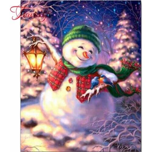 5D Diy Daimond Painting Cross Stitch Christmas snowman full Round Diamond mosaic Rhinestones Painting 3D Diamond Embroidery Snow