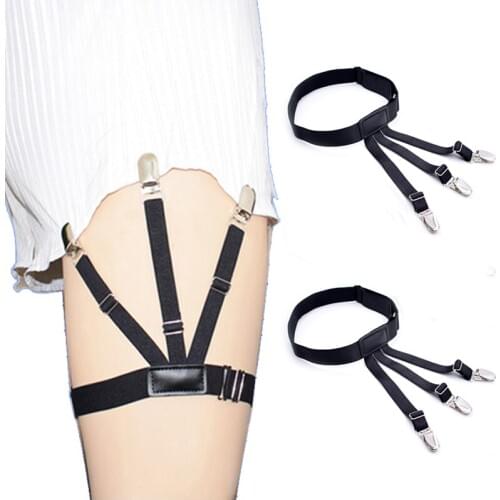 6 Clips Suspenders Mens Shirt Stays Garters Elastic Nylon Shirt Holders Crease-Resistance Belt Stirrup Style Suspenders Garter