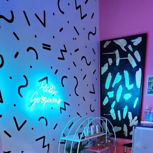 80s Astract Pattern Dot Line Wave Wall Sticker Living Room Bedroom Vintage Geometric Pattern Wall Decal Restroom Vinyl Decor