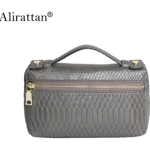 Alirattan 2020 Trendy New Small Clutch Bag Designer Snake Skin Portable Bag Fashion Python Leather Ladies Handbag Purse ins
