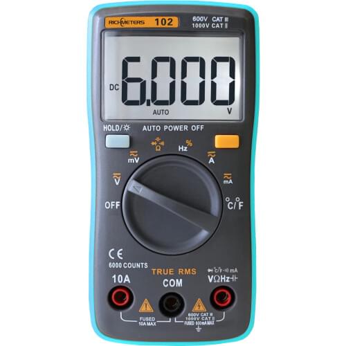 RICHMETERS True RMS Digital Multimeter DC AC Voltage Current Resistance Diode Capacitance Temperature Tester Ammeter Voltmeter