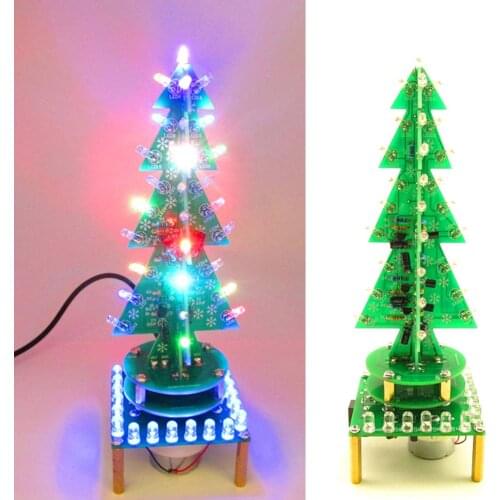 DIY 7 Colors Rotating Colorful Music 3D Christmas Tree LED Flashing Light Kit Electronic DIY Production Parts Decor Night Lamp