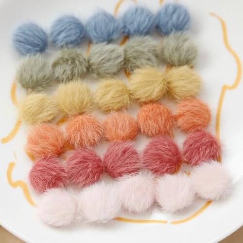 Long brushed autumn and winter warm Plush half pill ear stud patch hand made DIY Japanese retro soft Earrings accessories