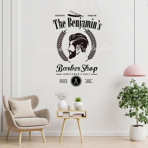 Hot Custom Name Barbershop Wall Sticker Home Decoration Accessories Kids Room Nature Decor Wall Art Sticker Murals