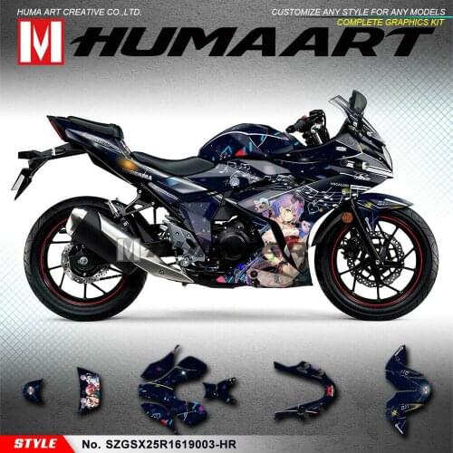 HUMAART Motorcycle Graphics Custom Sport Stickers Vehicle Wrap Kit for GSX250R GSX 250 R 2016 2017 2018 2019 2020