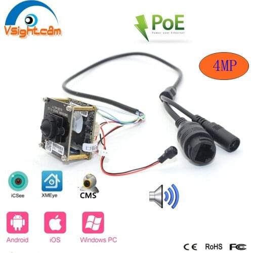 Exclusive With Audio Pin hole POE Security IP Camera Module PCB Board H.265 4MP CCTV Network POE Power Mini Camera Module Board