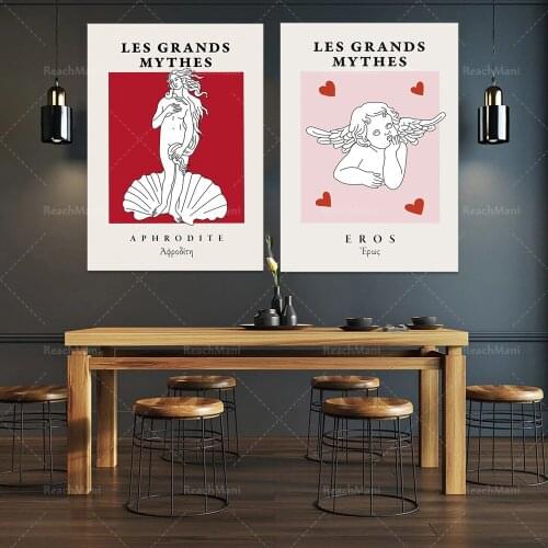 Greek Goddess Set 2-Aphrodite Sea Shell Poster-The Birth of Venus-Eros-Son of Venus-Greek Museum Poster-Greek Art