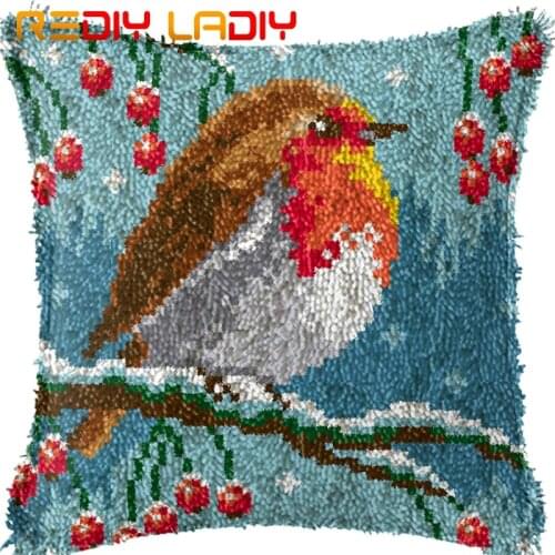 Latch Hook Kits Make Your Own Cushion Bird on the Tree Acrylic Yarn Crochet Pillow Case Latch Hook Cushion Cover Hobby & Crafts