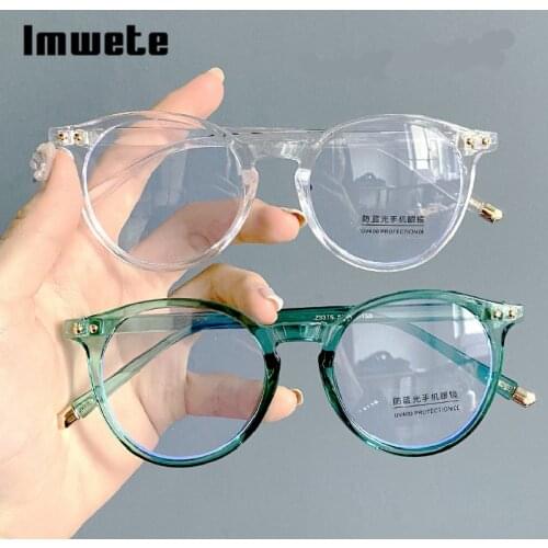 Imwete Round Glasses Frame for Women Vintage Blue Light blocking Computer Men Spectacle Optical Eyewear frames