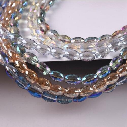 12x8mm Oval Cylinder Faceted Cut Crystal Glass Loose Crafts Beads for Jewelry Making DIY