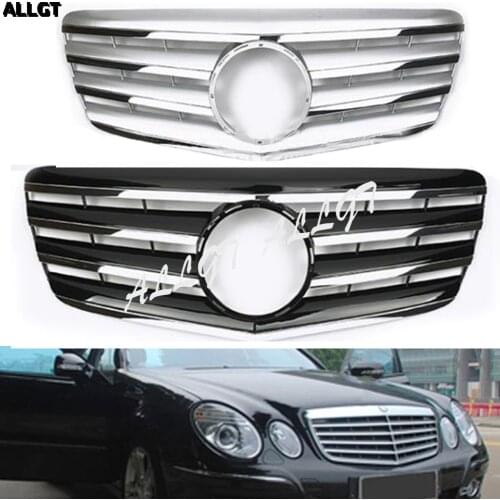 Car Front Center Grille Bumper Black Silver For Mercedes-Benz E-Class W211 E320 E500 2007 2008 2009