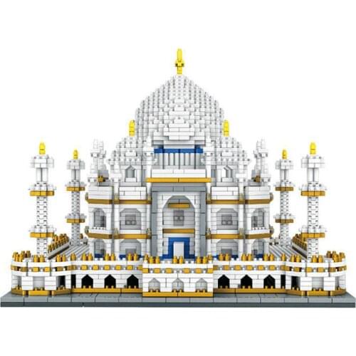 PZX 9914 World Architecture Taj Mahal Palace 3D Model 3950pcs DIY Mini Diamond Blocks Bricks Building Toy for Children no Box