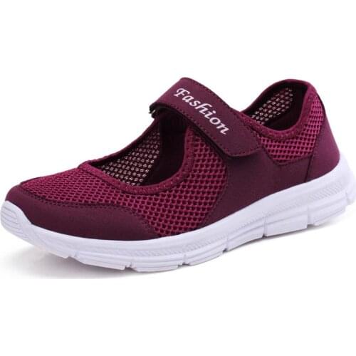 Plus Size Mesh Breathable Sneakers Womens Sports Shoes for Ladies Sport Shoes for Women Running Sneakers Red Training GME-1881