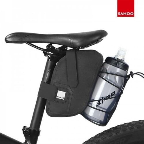 SAHOO Bicycle Saddle Bag Rain Proof Bike Seat Post Water Bottle Pannier Reflective Cycling Storage Tail Pouch Rear Dry Pack