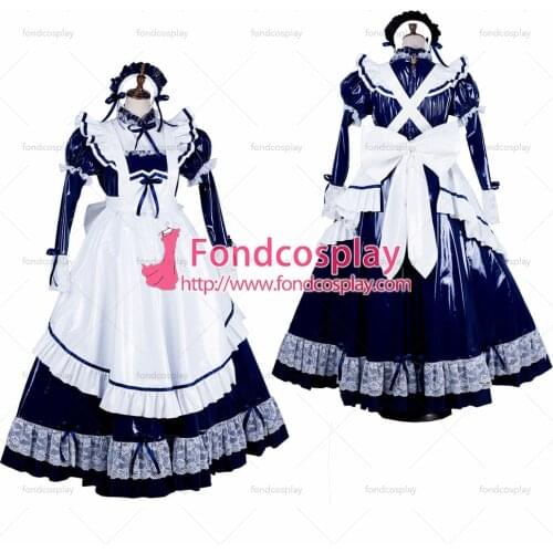 Lockable Sissy maid PVC vinyl long dress Uniform cosplay costume Tailor-made[G1803]