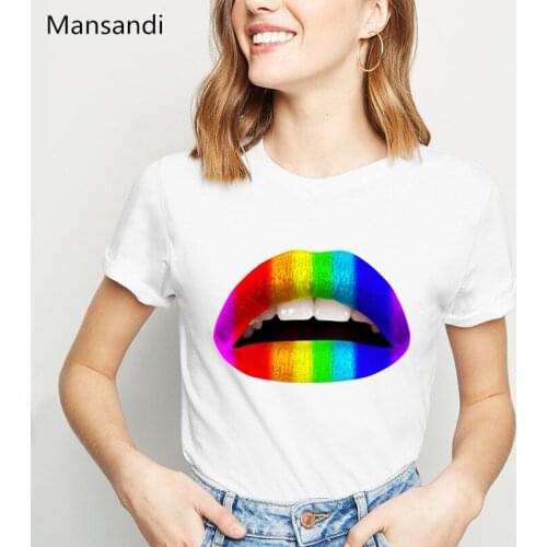 Rainbow Lip print sexy shirt women clothes 2019 Gay Love Lesbian vogue t shirt femme lgbt tshirt summer tops female t-shirt