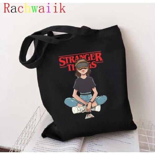 Stranger Things Shopping Bag Graphic Tote Harajuku Shopper Bag Women Canvas Shoulder Bag Female Ulzzang Funny Eco Large-capacity