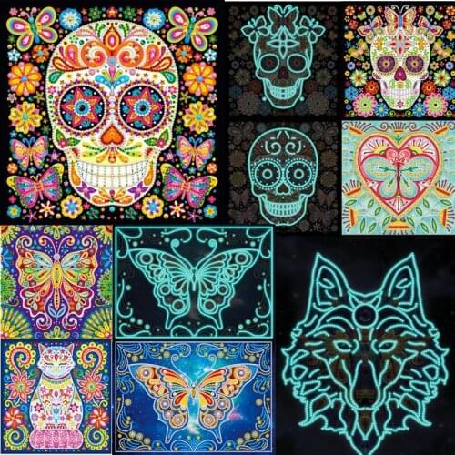 Glow In Skeleto Butterfly 5D Luminous Diamond Painting DIY Adult Craft Partial Round Drill Rhinestone Embroidery Resin Best Gift