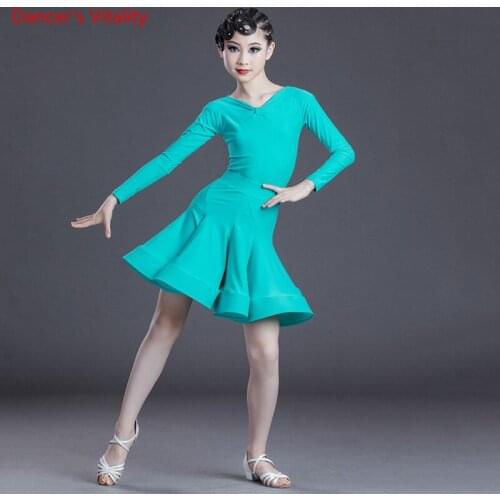 Latin Dance Set V-Neck Body Suit Long Sleeves Skirt Competition Clothing Profession Custom Adult Child Performance Clothes