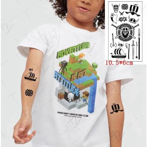 Waterproof Temporary Tattoo Sticker Pirate Ship Skull Flash Tatoo Nail Cross Arrow Arm Wrist Fake Tatto for Body Art Women Men