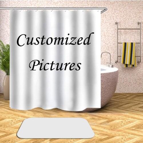 Customized Pictures 3D Print Shower Curtain Polyester Fabric Bathroom Curtain Waterproof Hook Bath Curtain