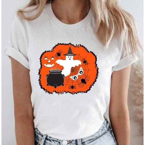 The 90s womens pumpkin funny trend 2021 kawaii autumn halloween thanksgiving cartoon T-shirt pattern T-shirt clothes
