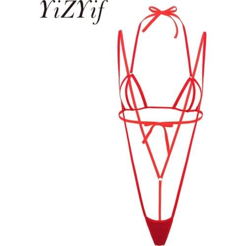 Women Swimwear Erotic Hollow Out Mini Bikini Lingerie Set Sexy Swimsuit Bathing Suit Set Bra Top With Suspender Thongs Underwear