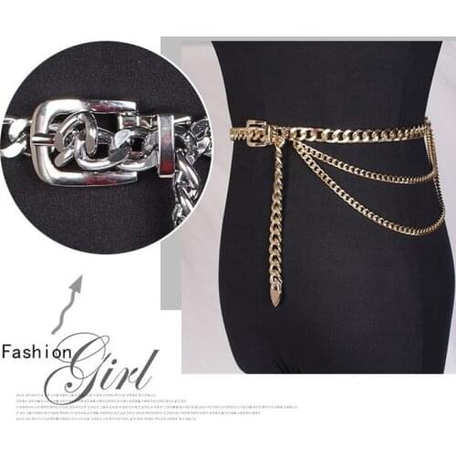 Elegant Pin Buckle Chain Female Corset Belt Trendy Metal Waist Chain Belt for Women Ladies Dress Jeans Belts Casual