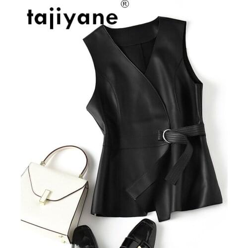 Tajiyane Crop Top Women Real Sheepskin Jackets for Womens Genuine Leather Vests Woman Clothing Female Vest Chaleco Mujer TN2857
